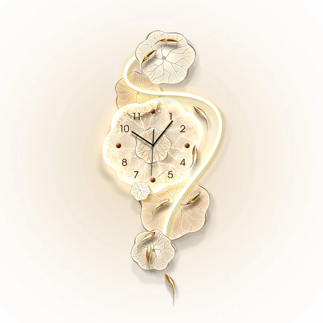 3d立体九鱼图钟表装饰画奶油风电视背景墙客厅时钟挂墙餐厅墙挂钟