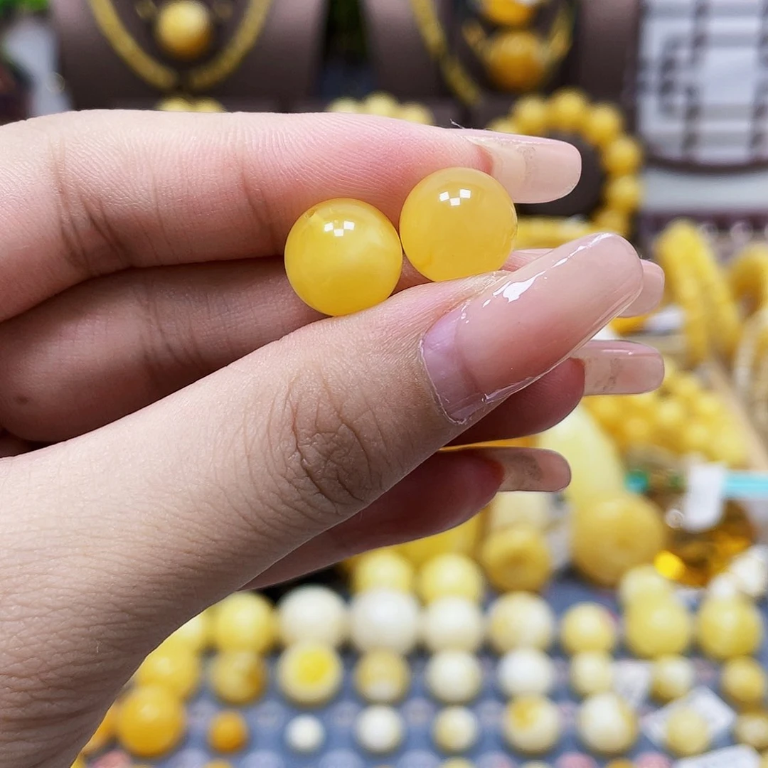 未镶嵌琥珀珠宝奇石口**空12mm瑕