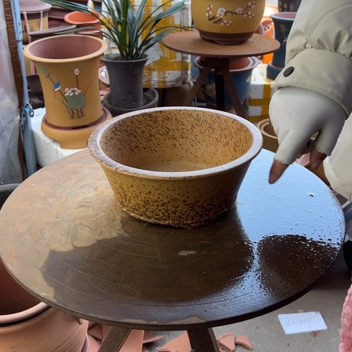 紫砂宜兴紫砂花盆还原烧B小