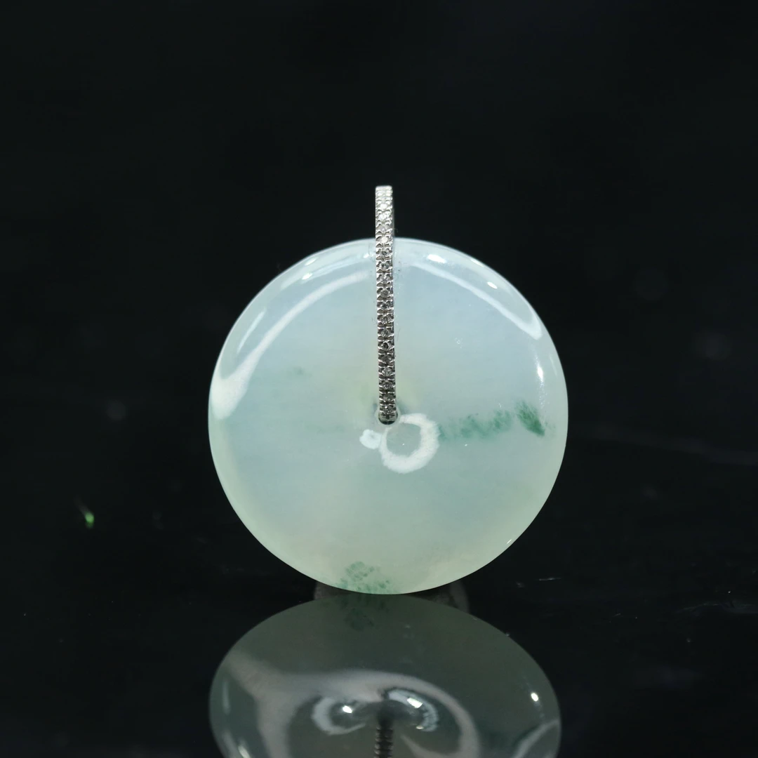 41天然缅甸翡翠A货18k飘花平安扣吊坠/001110/上海嘉禾拍卖