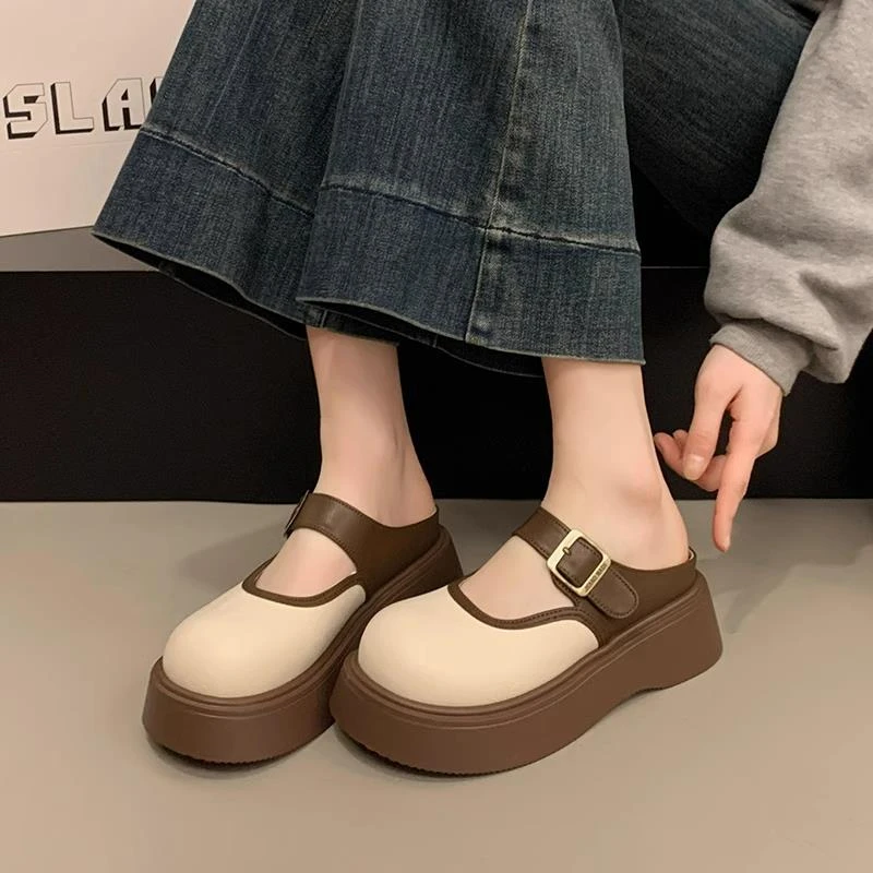 【高奢&达人款】轻奢厚底增高一脚蹬勃肯半拖鞋女外穿2025新款休