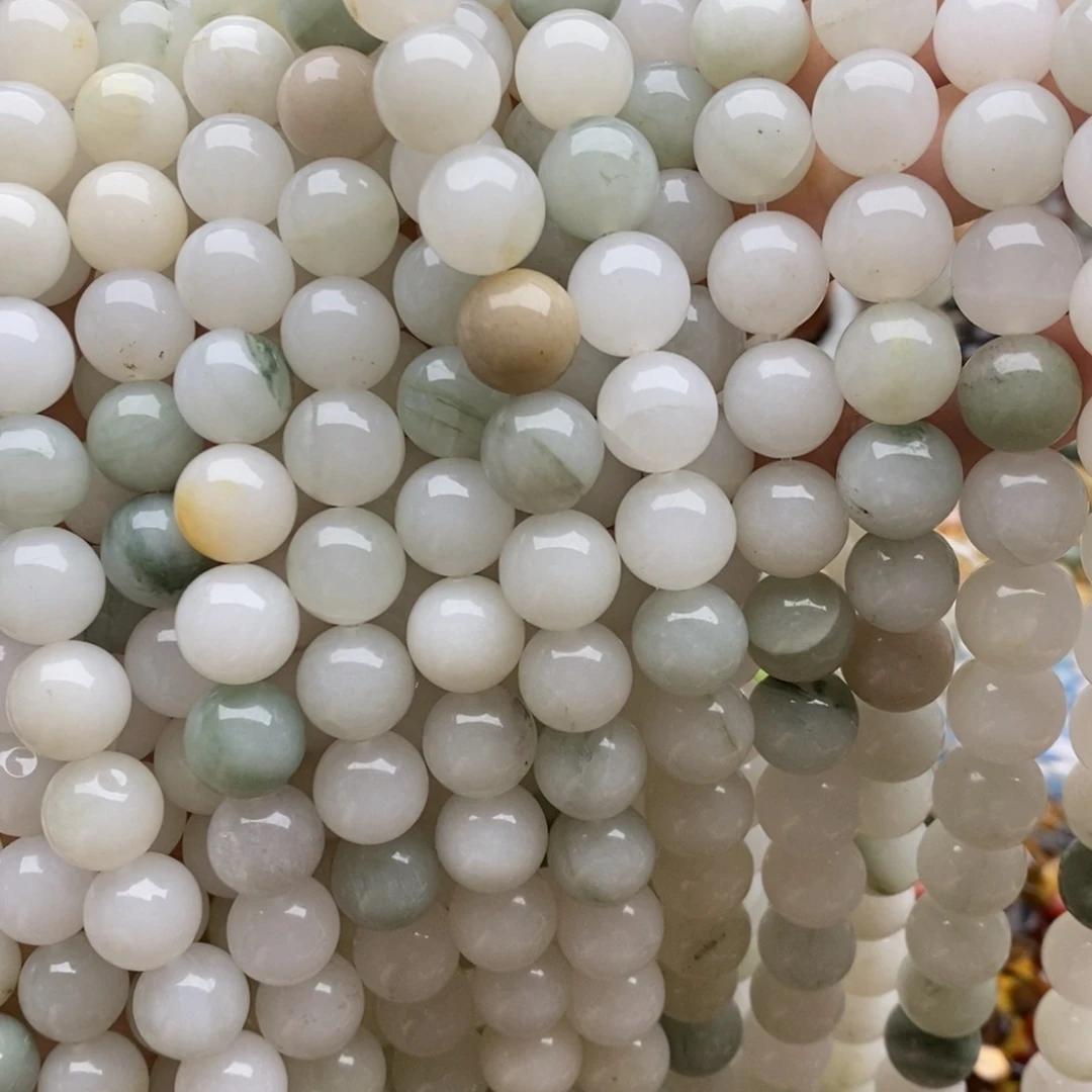 玛瑙/玉髓未镶嵌珠宝半成品一条天然天山翠圆珠12mm