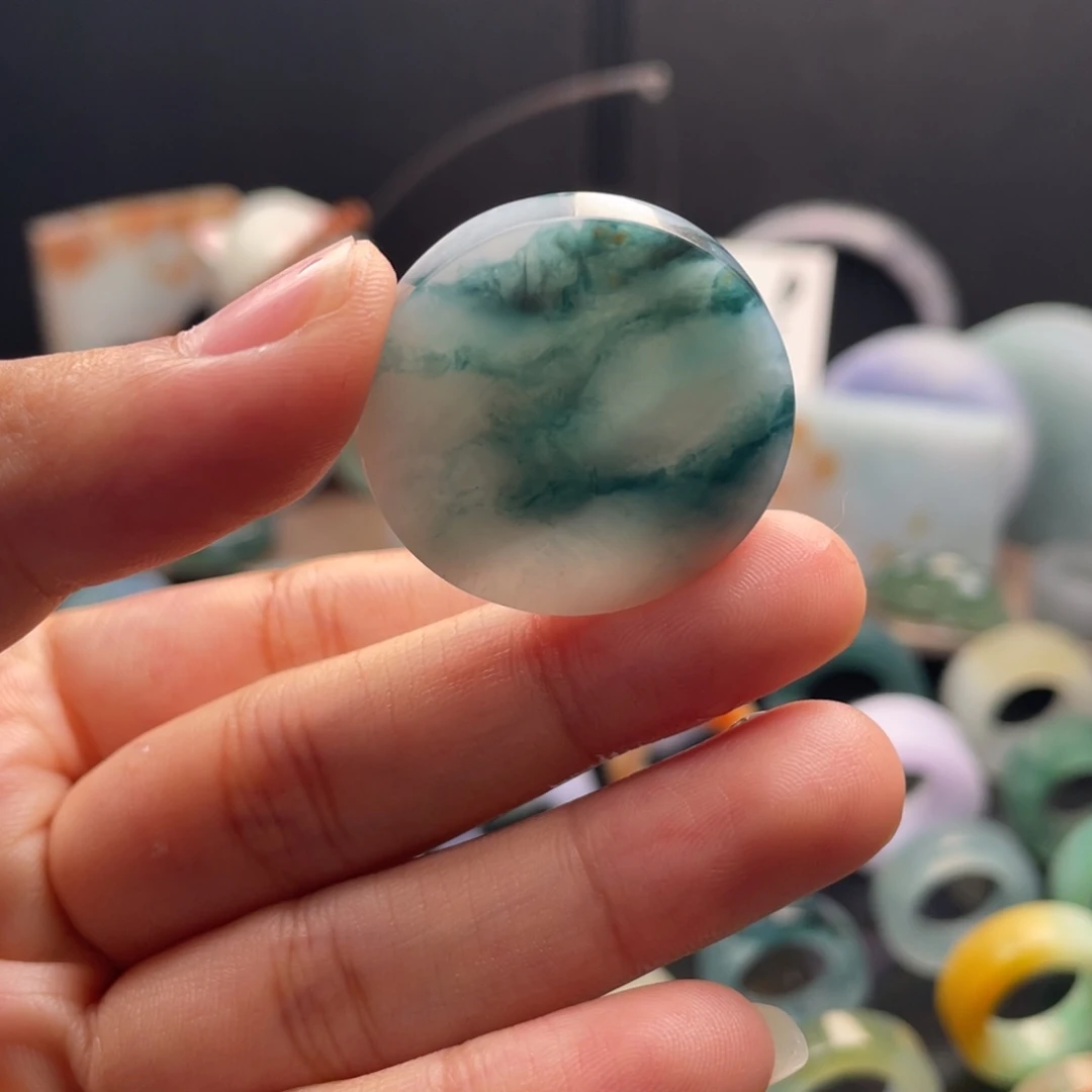 定制翡翠未镶嵌  牛仔蓝