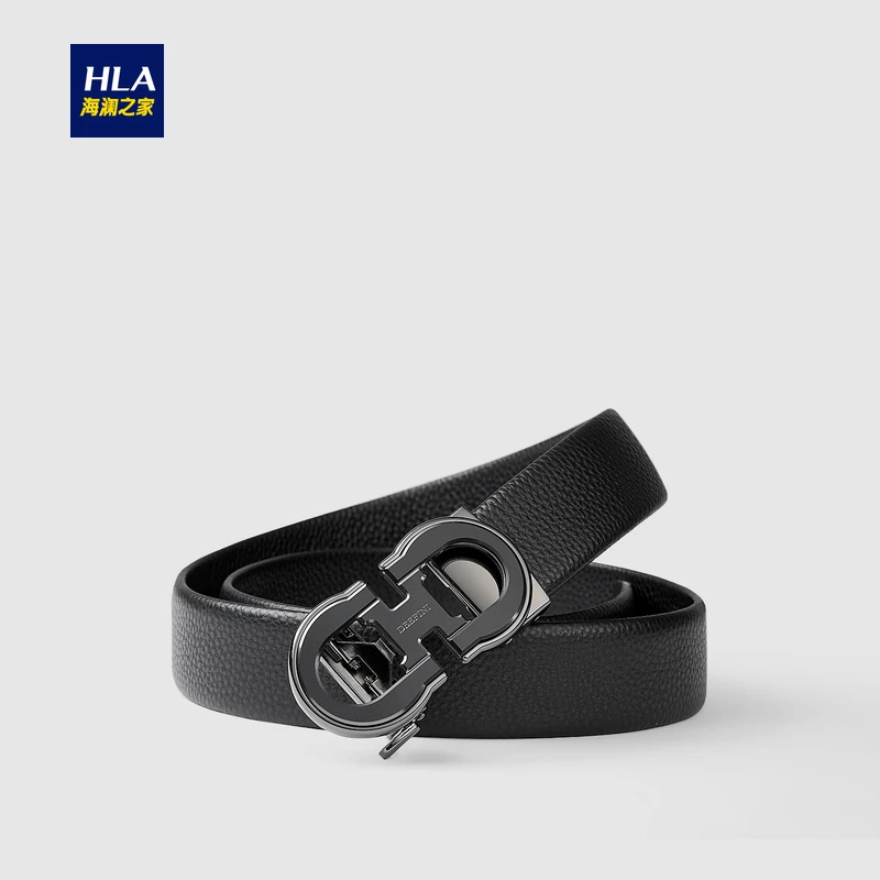 HLA/海澜之家商务休闲牛皮革真皮时尚自动扣皮带男士舒适百搭
