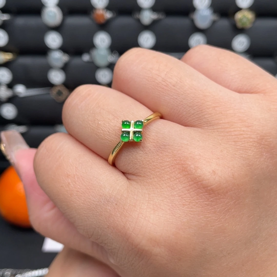 翡翠戒指银S925镶嵌戒指