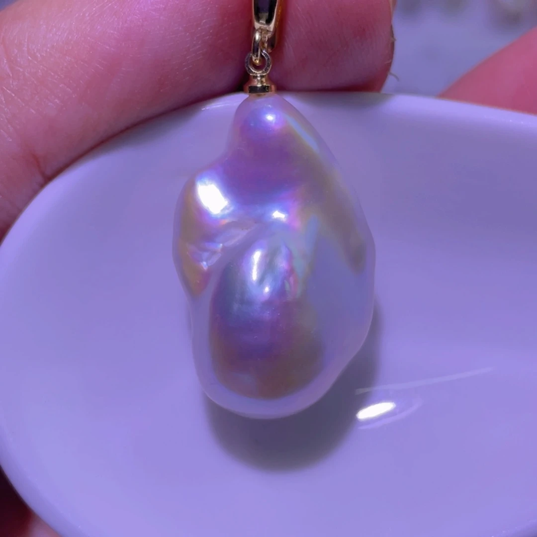 天然淡水珍珠吊坠淡水珍珠银S925镶嵌