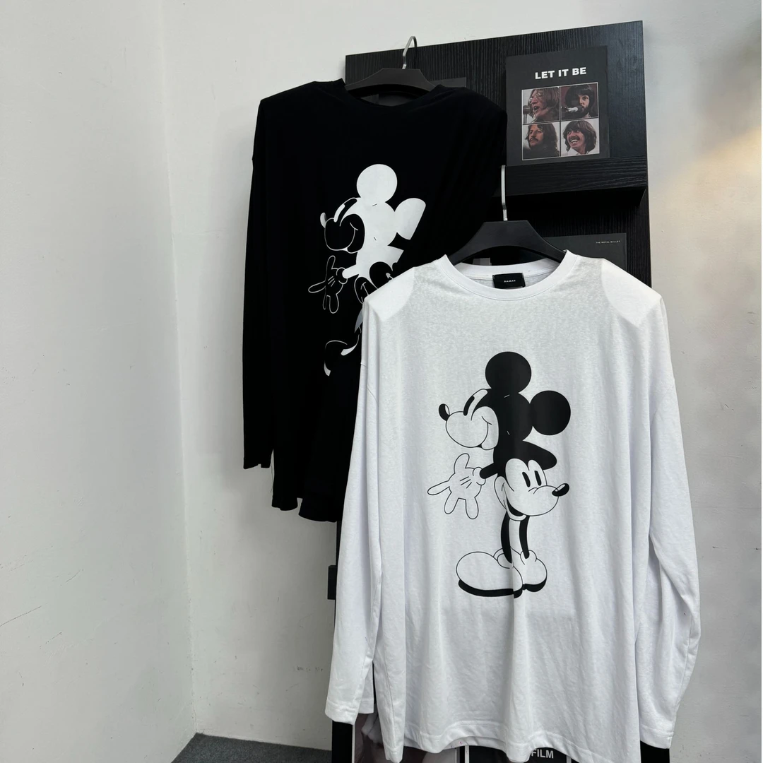 DAMAY防晒长袖圆领抗起球宽松型印花T恤潮流休闲百搭卡通时尚女装