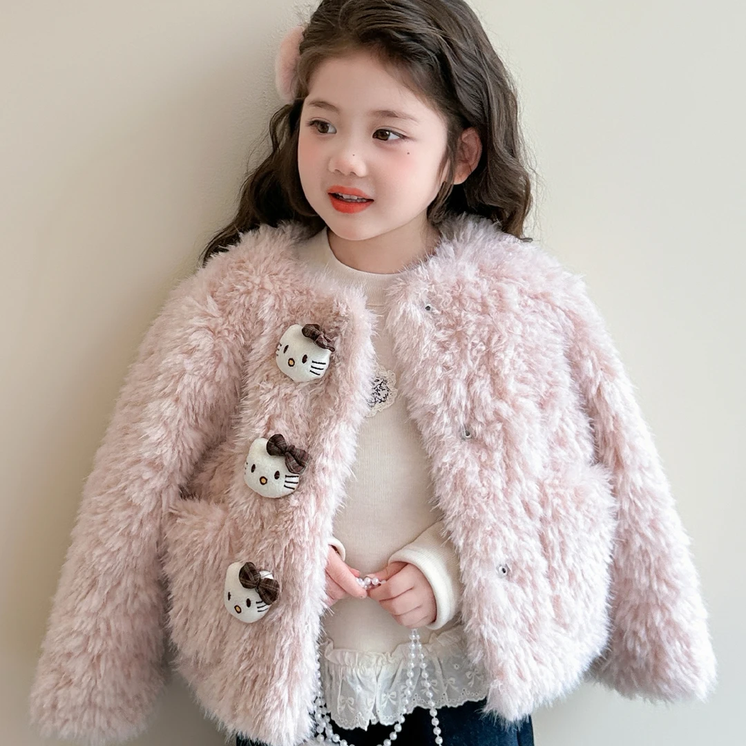 2025秋冬新款儿童羊羔毛外套女童仿皮草毛绒大衣洋气时髦冬装加厚