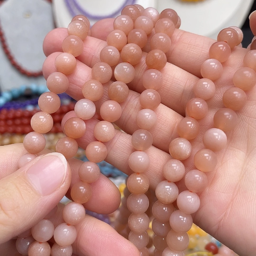 玛瑙/玉髓未镶嵌半成品7a橙色月光石8m