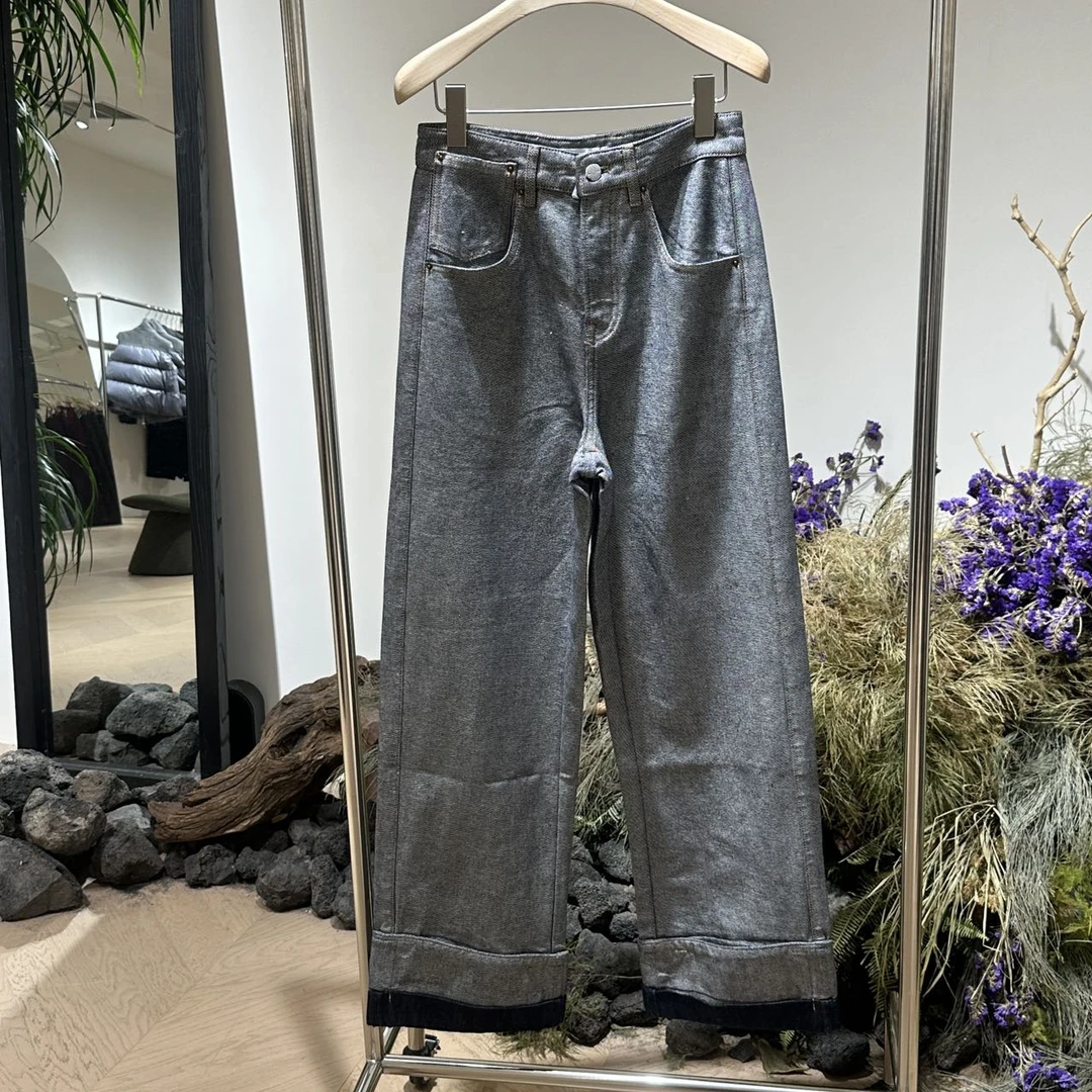 【小黑家】108高端莱塞R棉双色牛仔直筒显瘦极简百搭牛仔裤92172-1