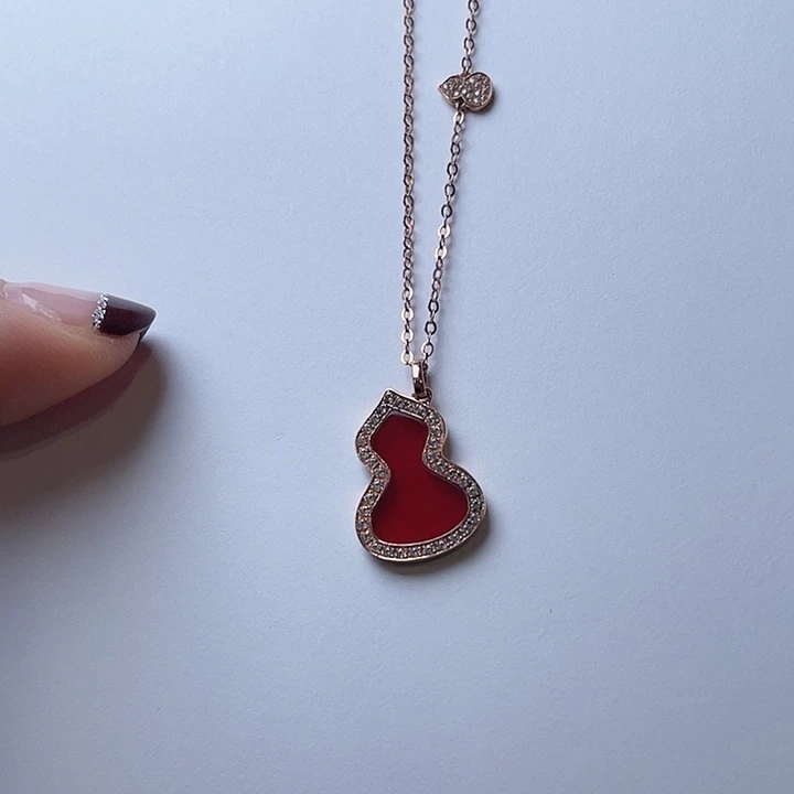 玛瑙/玉髓颈饰18K金镶嵌套链