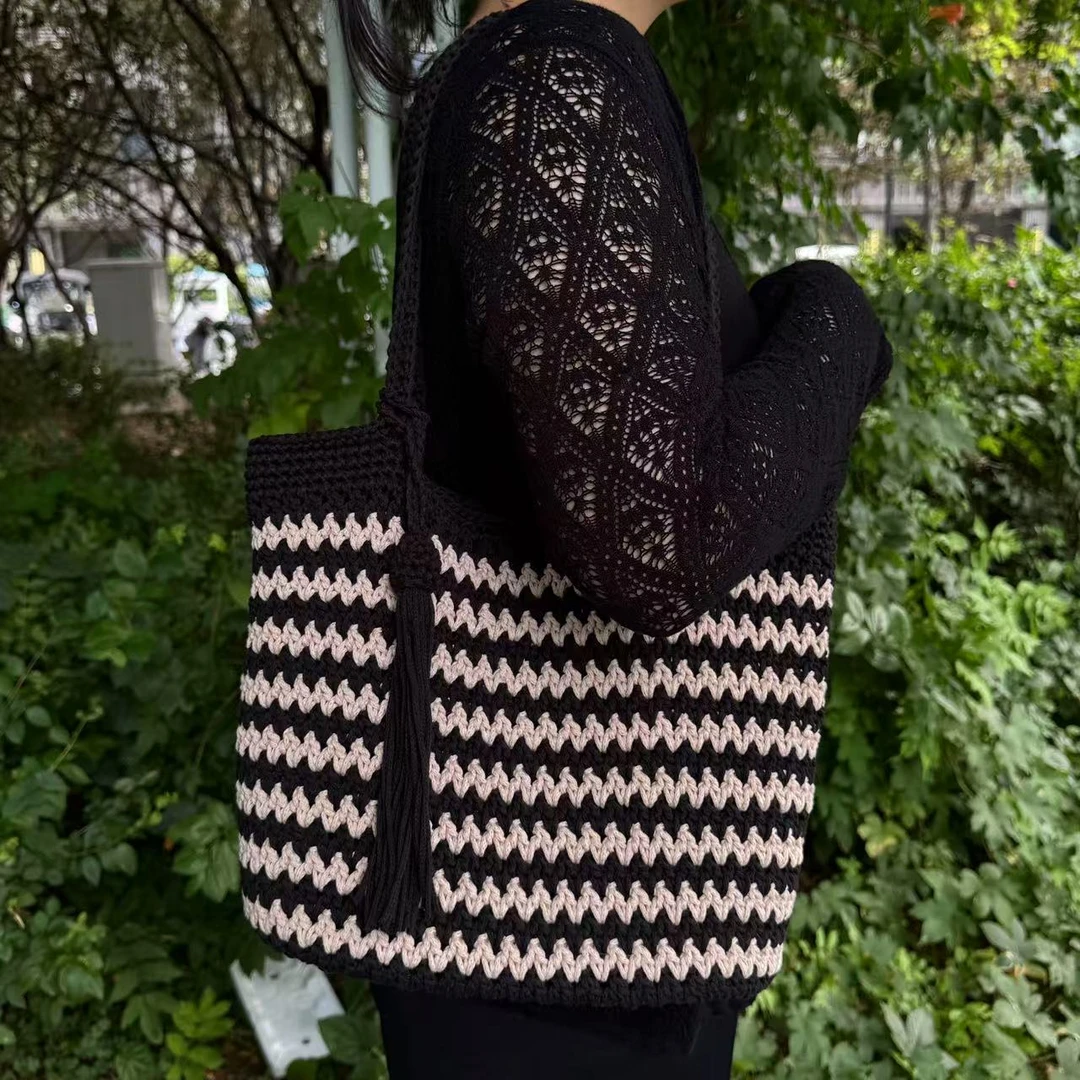 大号波浪纹单肩包手提包材料包不是成品有工具有完整视频教程