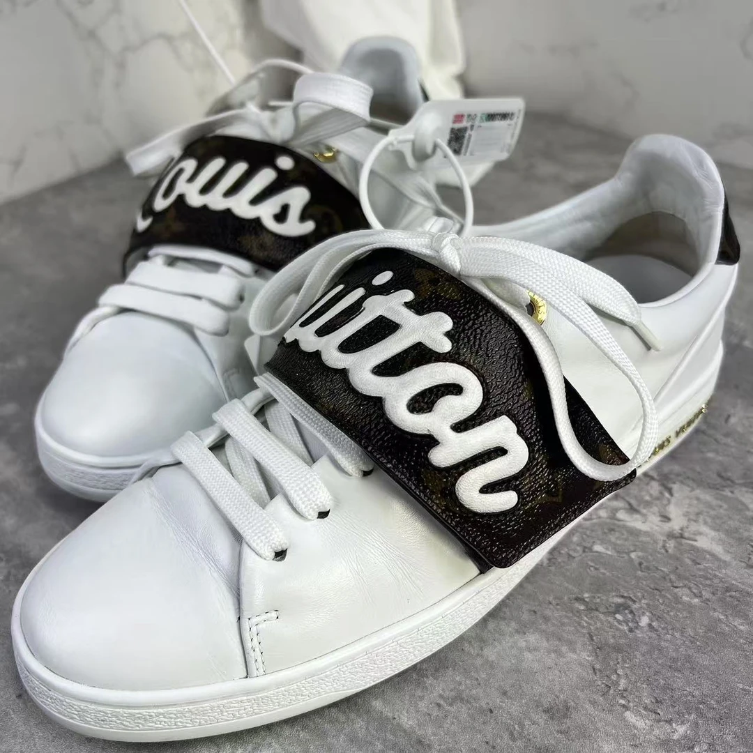 99新 LouisVuitton/路易威登 37码/仔仔/棕色印花魔术贴板鞋 373