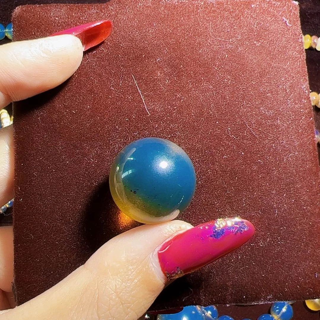 蓝珀珠宝奇石未镶嵌蓝珀高蓝20.4mm微灰