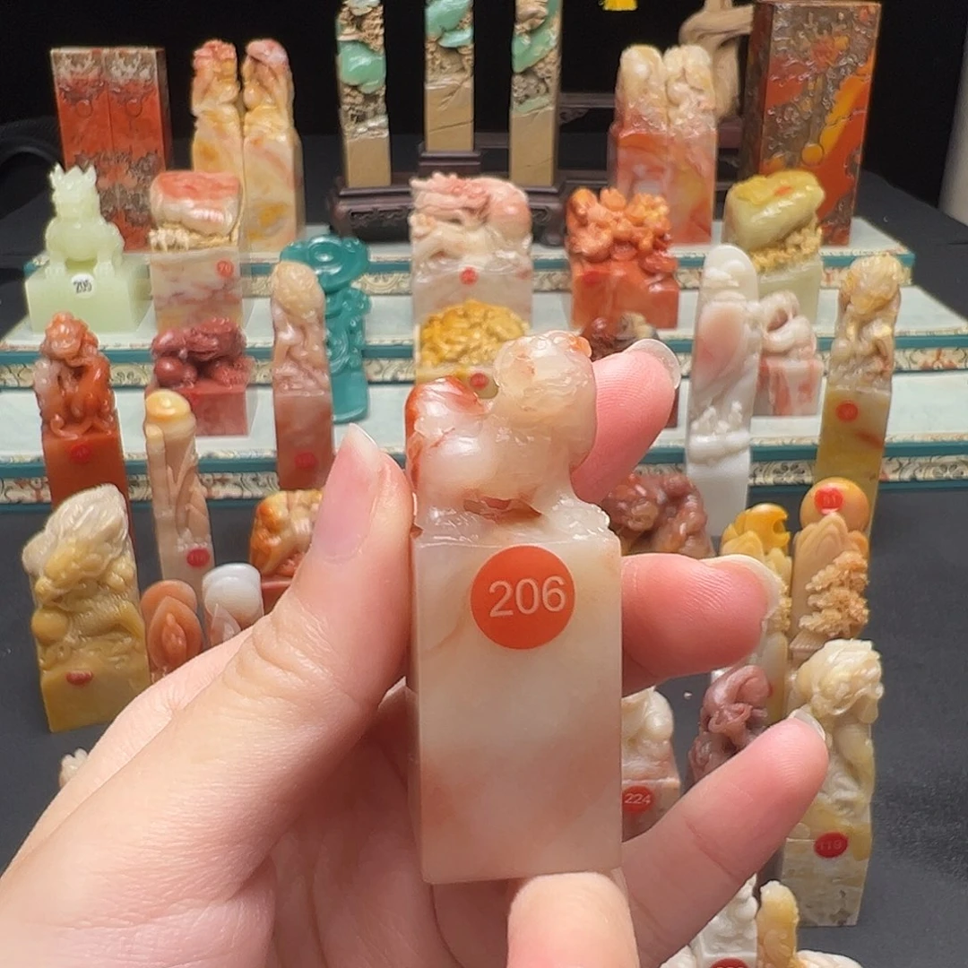 一***菜寿山石印石手工制作