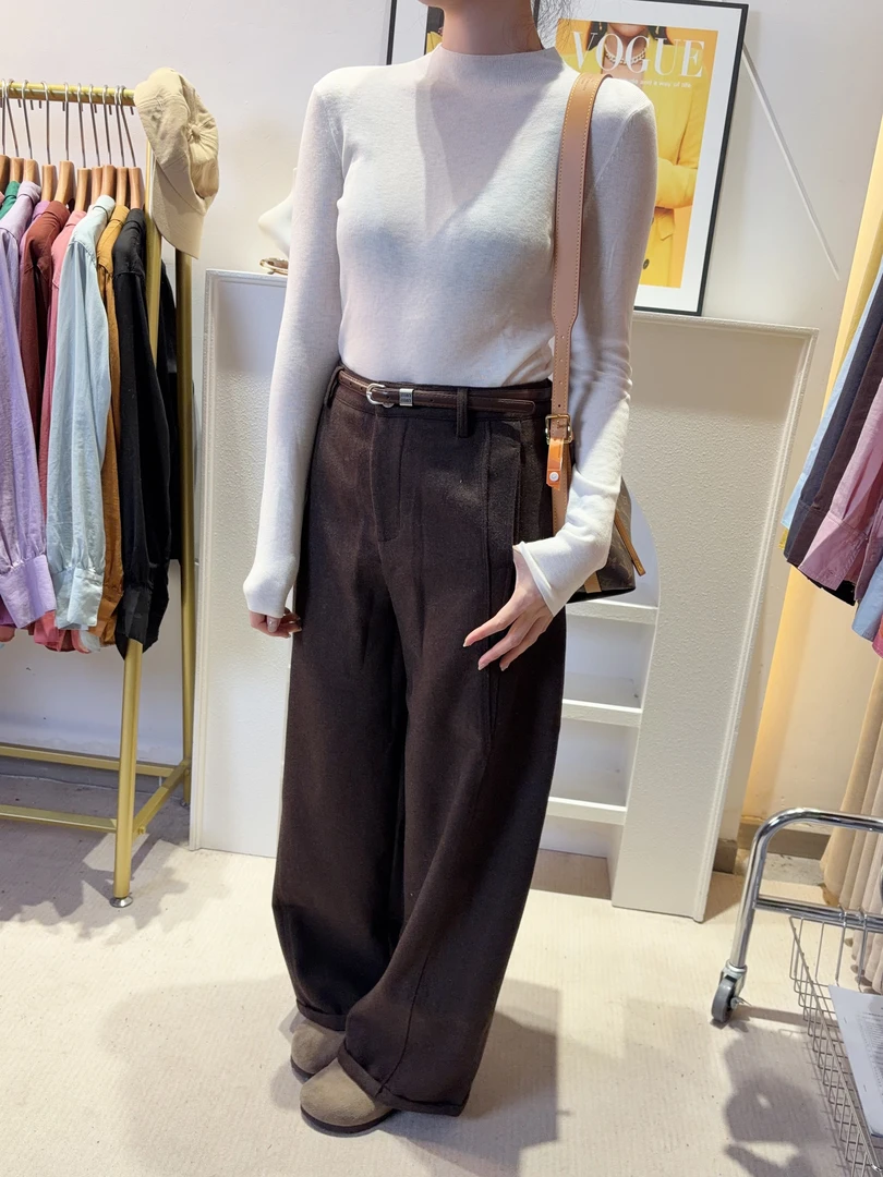 AG.BELLY/贝莉服饰秋冬毛呢弯刀裤