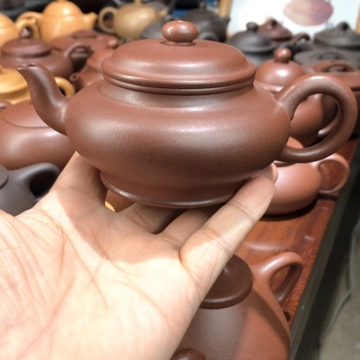 紫砂公道杯底槽青景舟虚扁壶