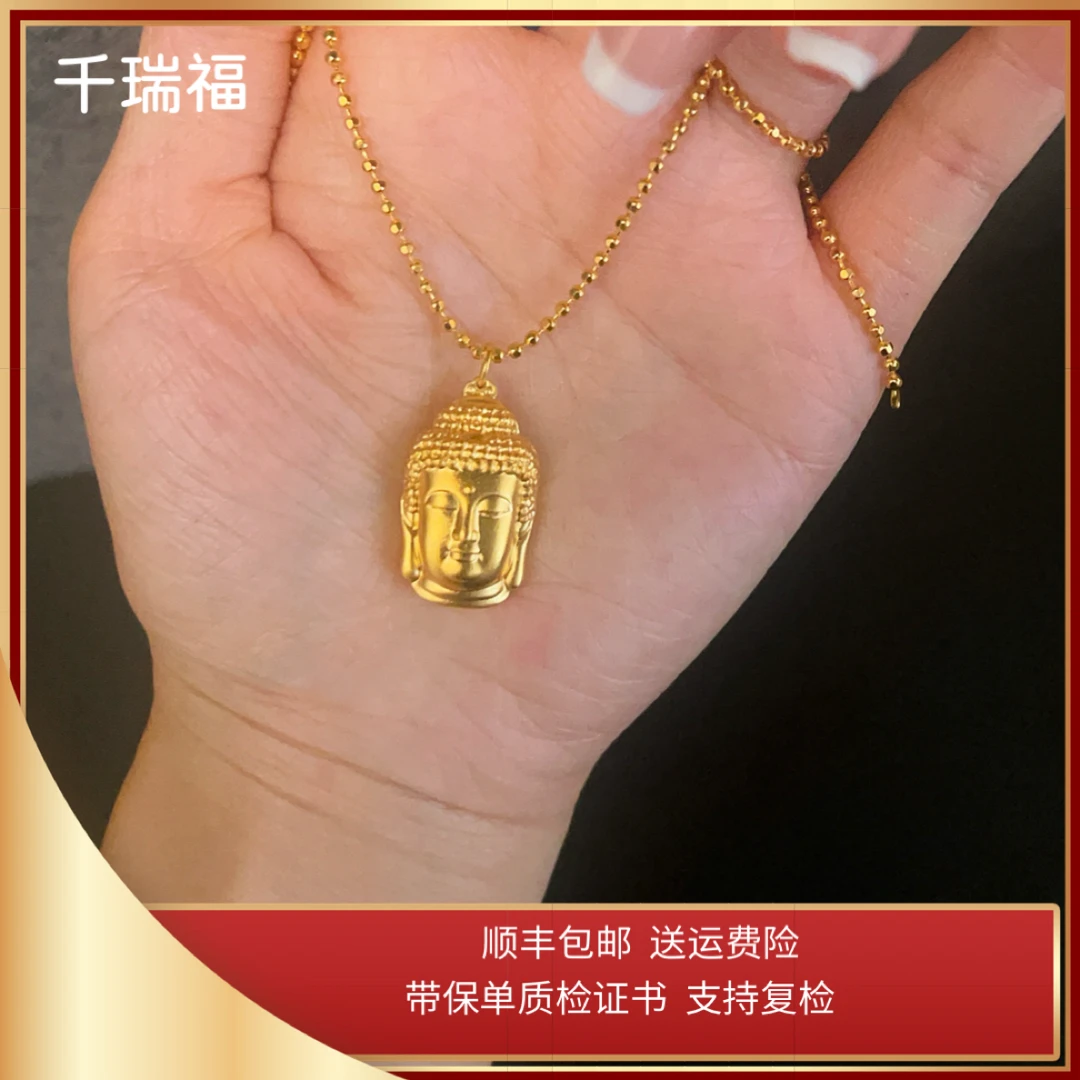 吊坠足银 【千瑞福】佛头吊坠 DZ009 小号厚壁中空 经典款