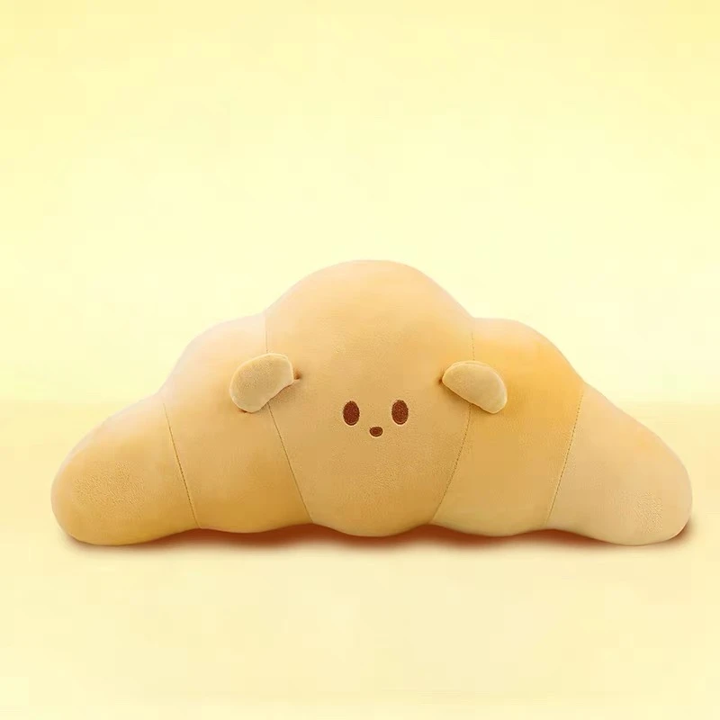 可爱法式毛绒玩具牛角包抱枕靠垫1个【60cm】（测量误差2~5CM）