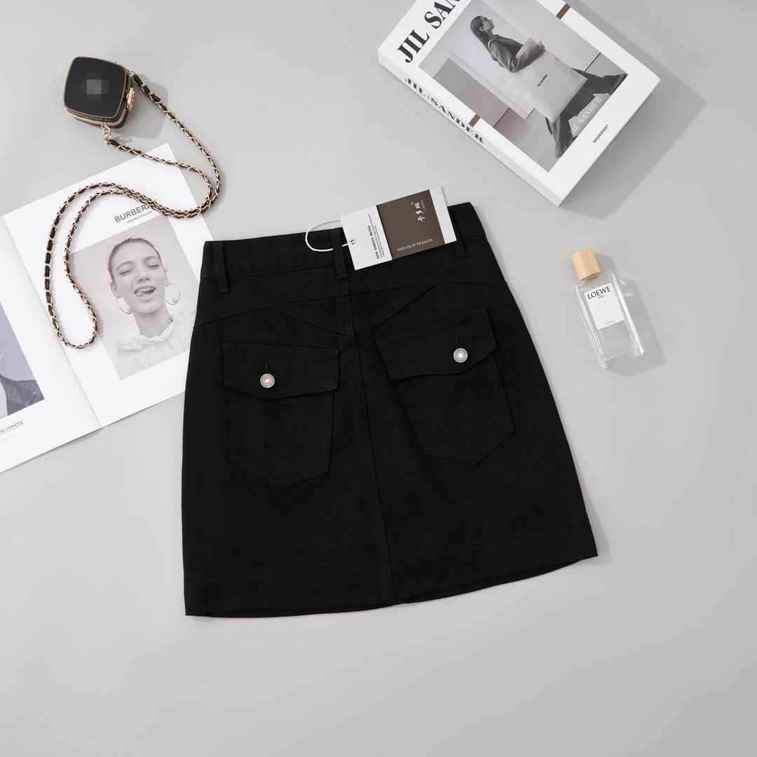 【现货+运费险】M夏季薄款【有内衬】黑色显瘦百搭A字牛仔半身裙女