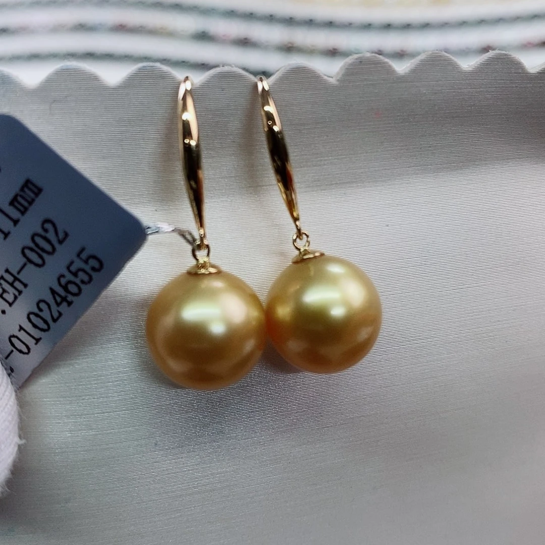 18K金镶嵌耳饰海水珍珠10-11