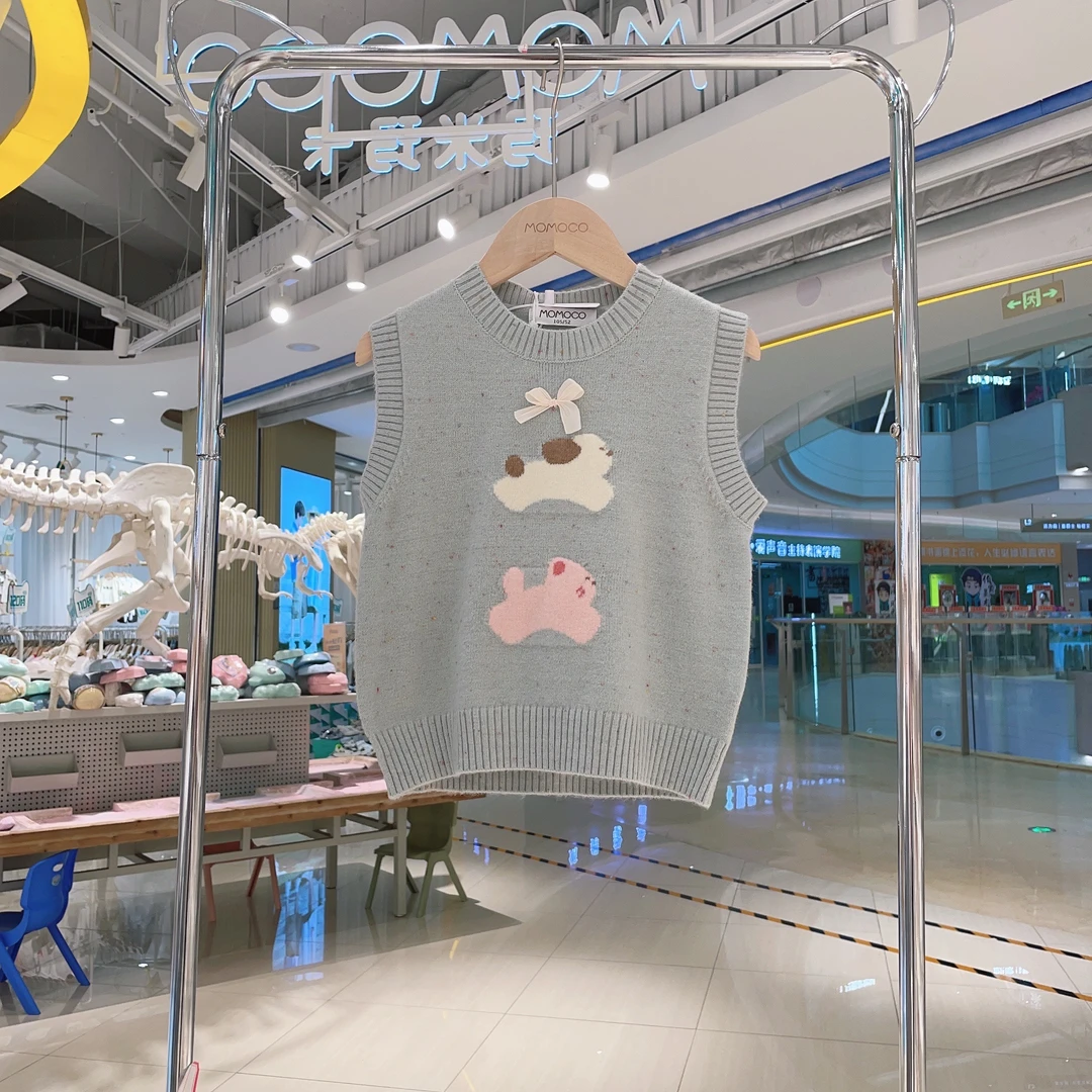 MOMOCO秋季女童时尚洋气甜美卡通小狗毛织马甲77780238008