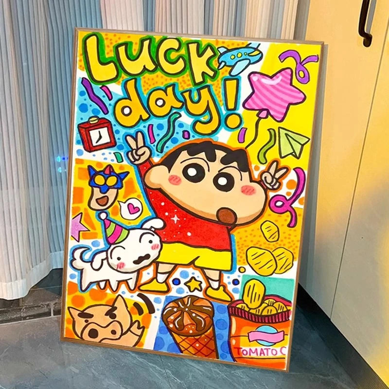 数字油画diy蜡笔小新填色卡通动漫油彩画手绘涂鸦礼物装饰画挂画