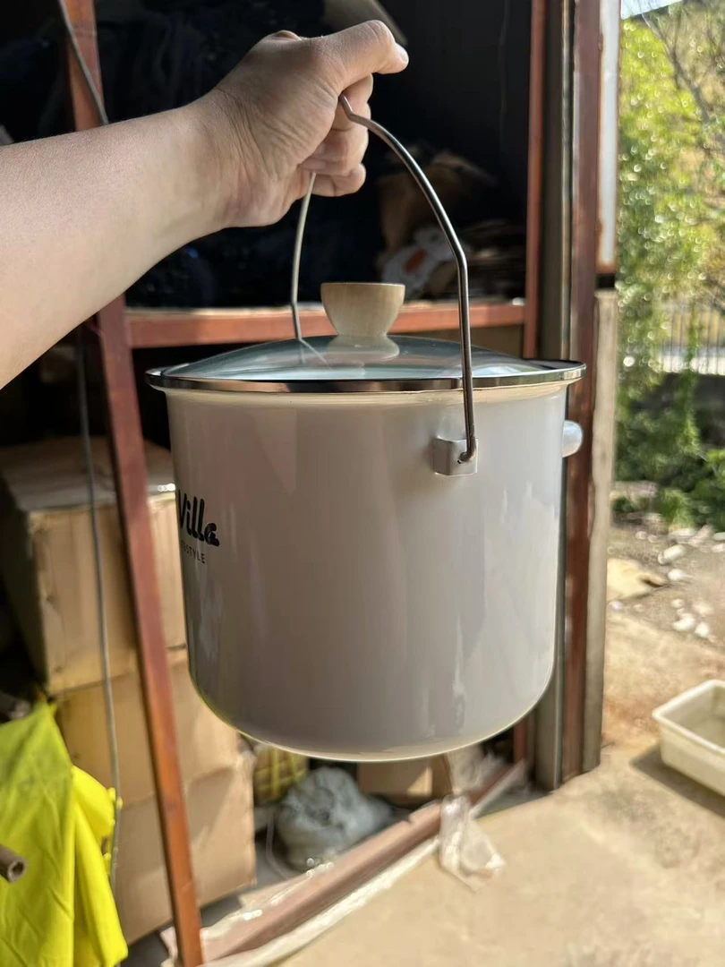 品牌余单,划算!精致露营户外野餐野炊装备吊桶5L大容量搪瓷吊锅