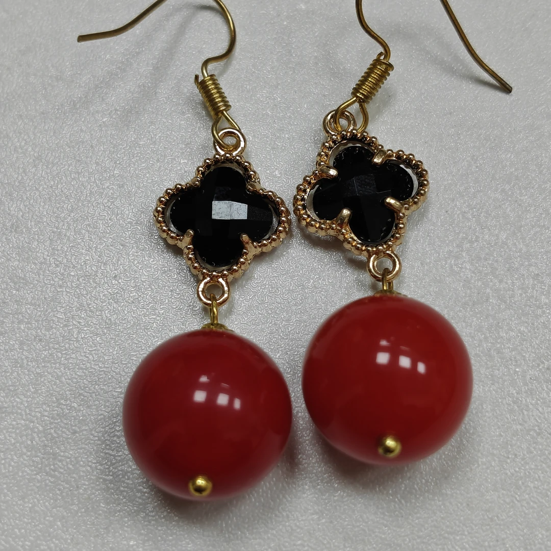 红景天玉石玛瑙耳钩