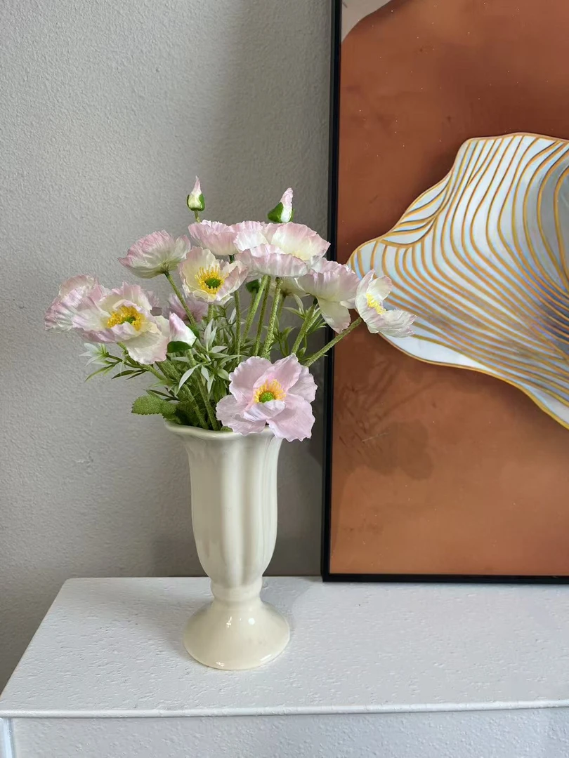 白色陶瓷插花花瓶陶瓷花瓶水养ins风客厅高级感法式奶油干花摆件