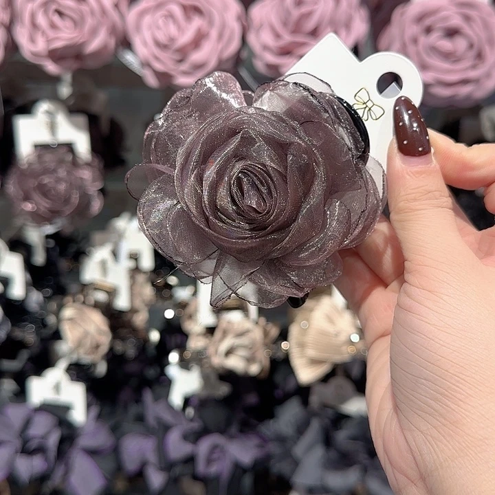 紫色纱纱花抓夹8公分