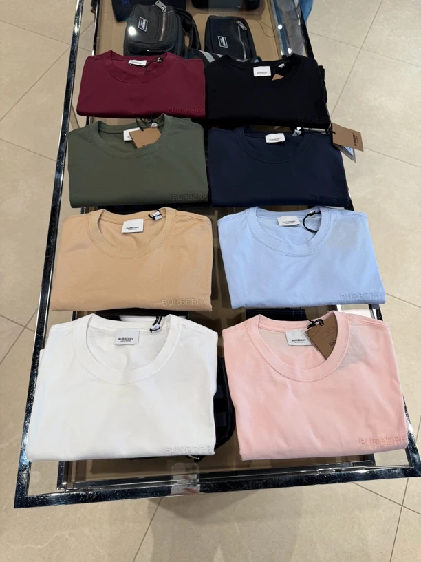未使用 BURBERRY/博柏利 纯色字母刺绣休闲圆领短袖T恤 男款