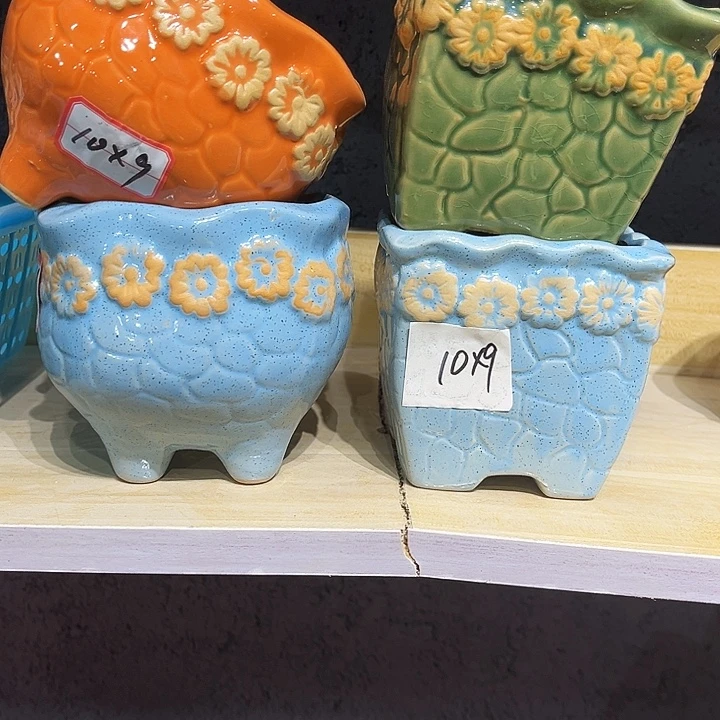 瓷片花盆多肉植物艺术品