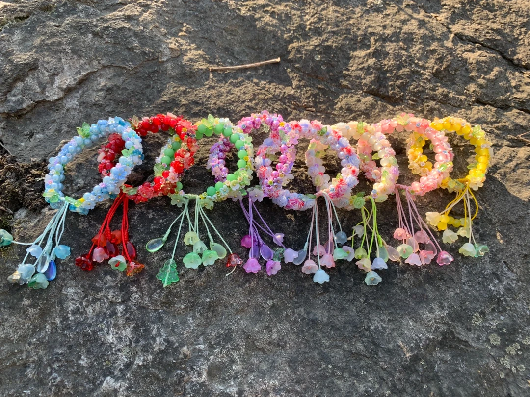 手工DIY饰品超仙时尚串珠编绳配件材料树脂小花花海手链直播专用