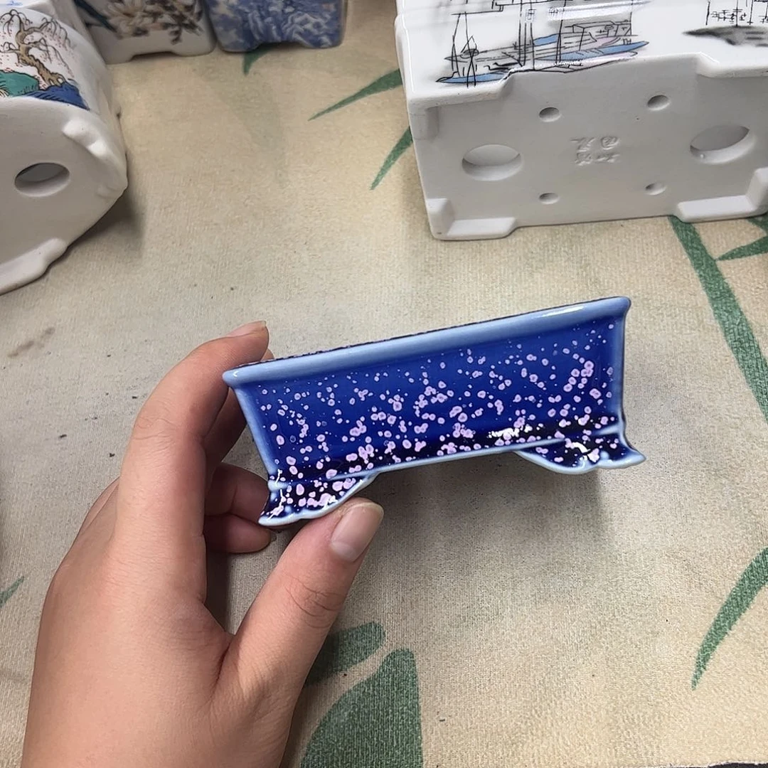 紫砂花盆190号瑕疵10/8/4cm窑变