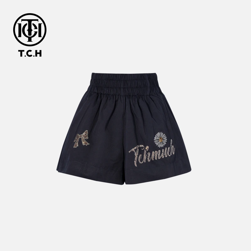 TCH私服烫钻工艺时尚休闲百搭舒适气质短裤女T75B21E5073轻奢tch