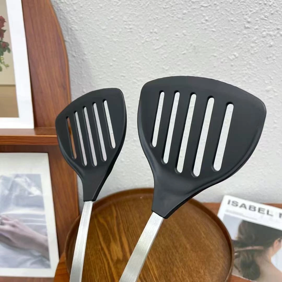 耐高温不粘锅专用尼龙漏炒勺钢柄漏铲面条勺煎饼铲