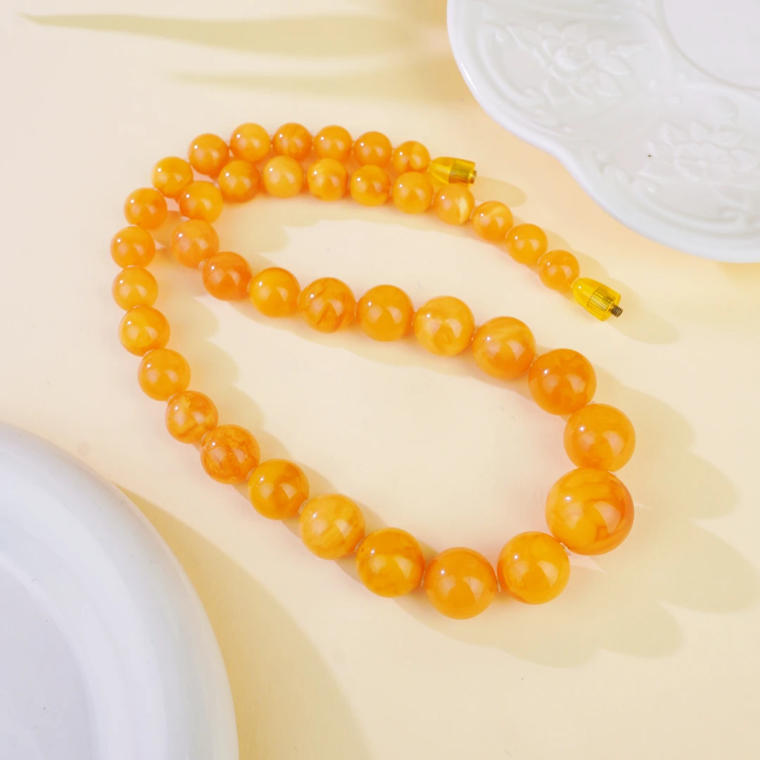 A0560琥珀蜜蜡老妖花老妖花圆珠塔链