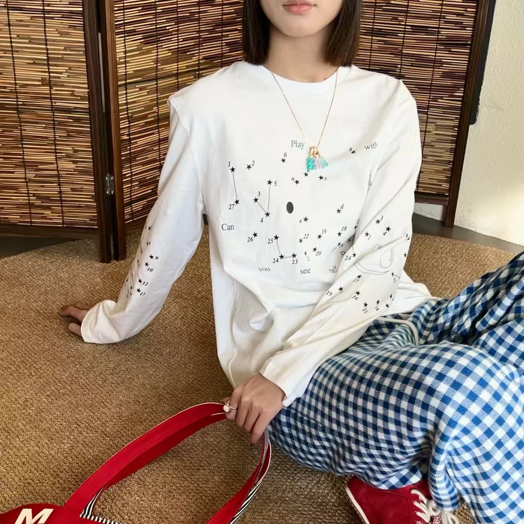 SHORT 25春夏新款印花小落肩长袖T恤