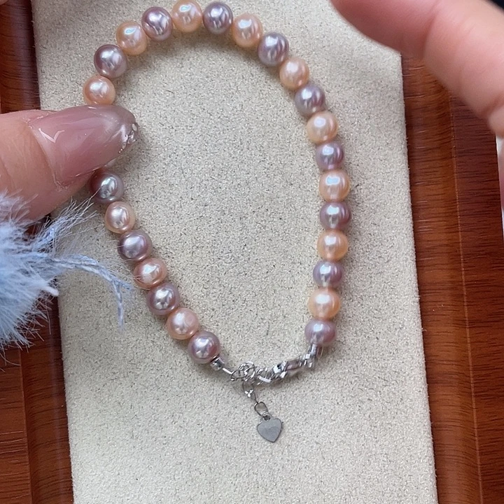 银S925镶嵌手绳淡水珍珠