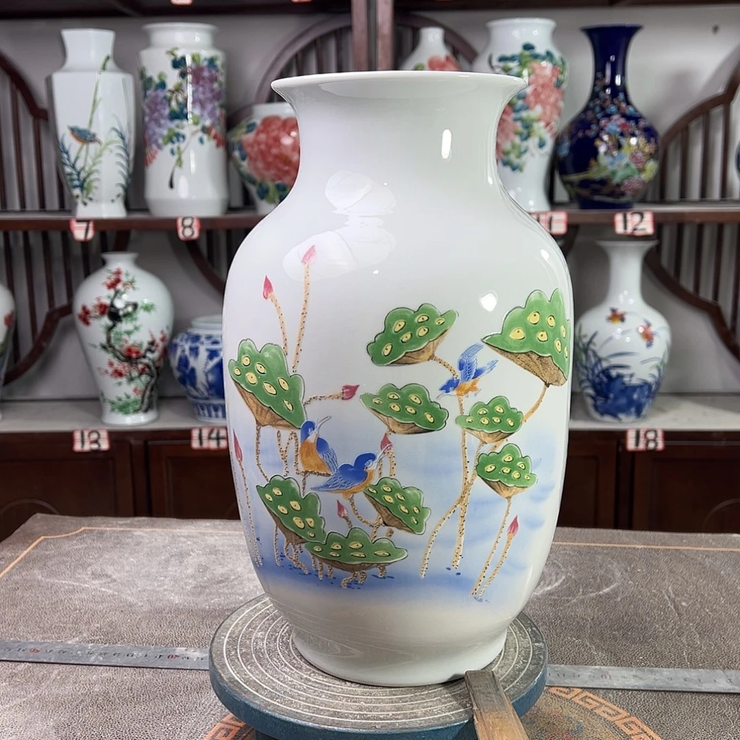 摆件陶景德镇陶瓷大冬莲花