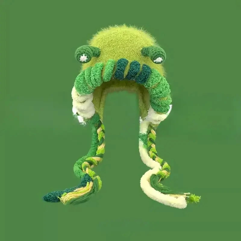 蜗牛触角冬季可爱怪兽帽子女针织护耳保暖辫子雷锋帽学生甜美百搭