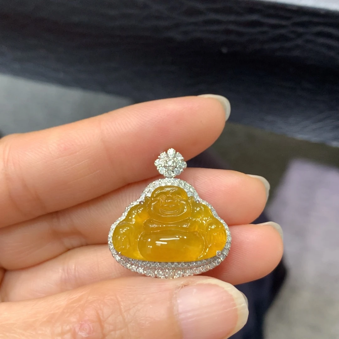 翡翠18K金镶嵌吊坠(不含链)