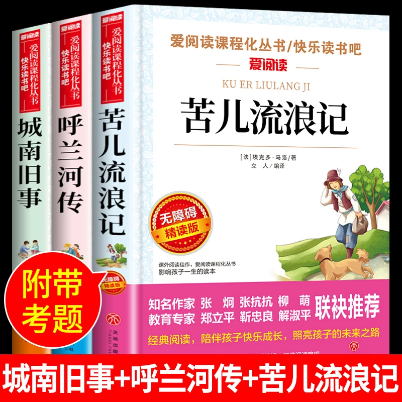 全套3册 城南旧事呼兰河传苦儿流浪记原著完整版萧红著林海音著小