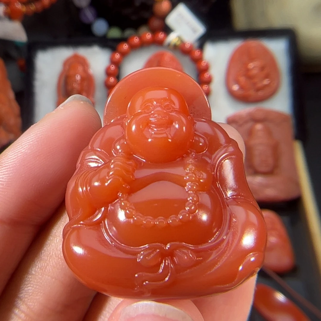 南红玛瑙未镶嵌笑口常开弥勒36.7*31.3