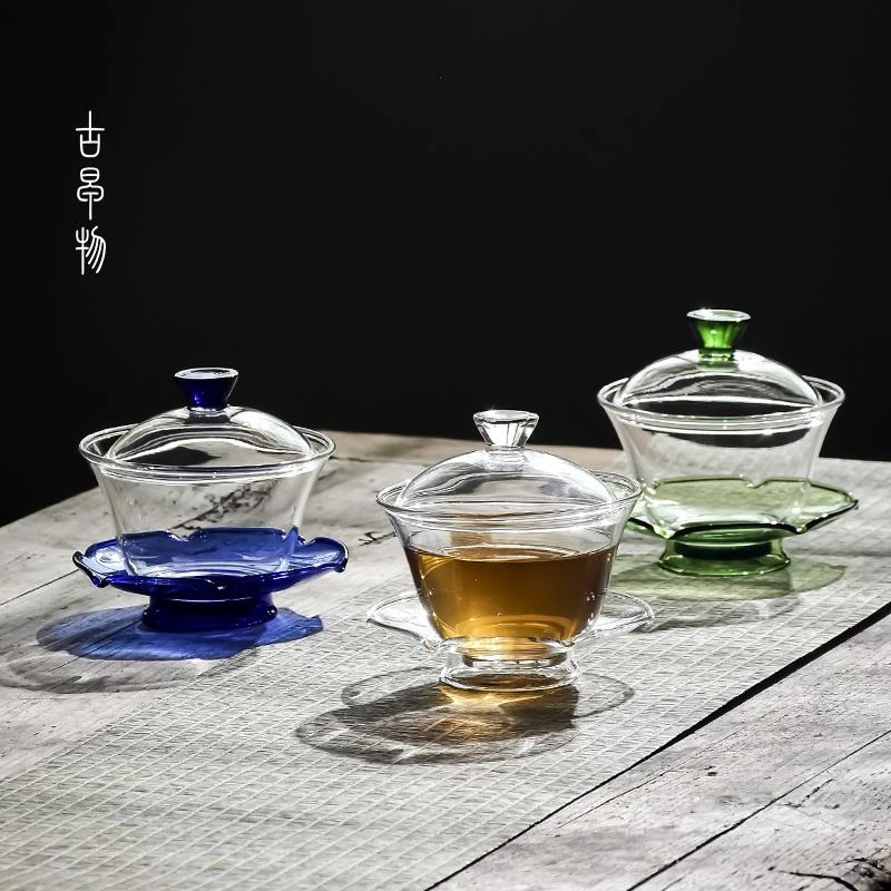 耐高温玻璃三才盖碗日式防烫功夫茶具家用泡茶碗单个手抓碗泡茶杯