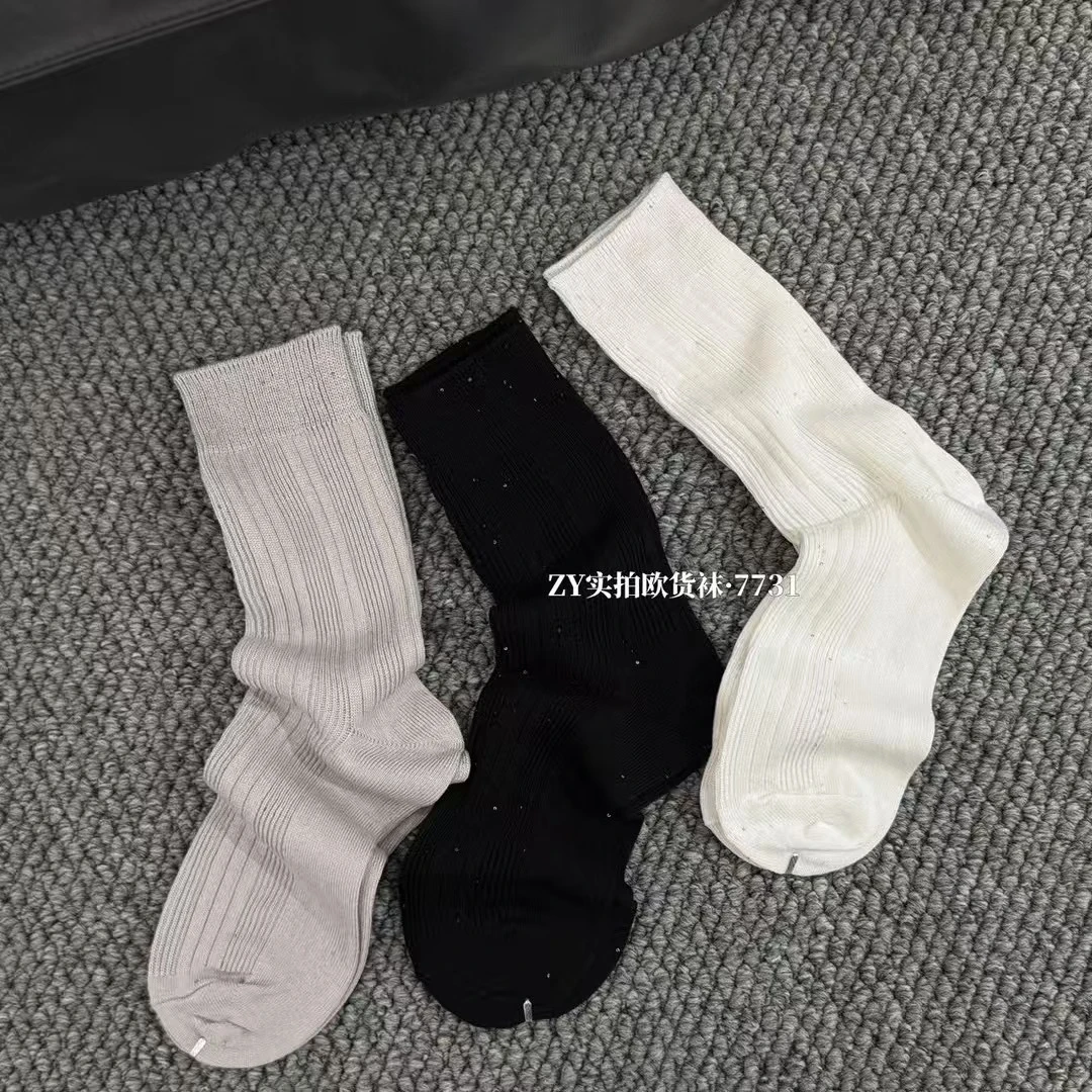 10家流星闪钻薄款泡泡袜显瘦百搭轻奢小腿堆堆袜