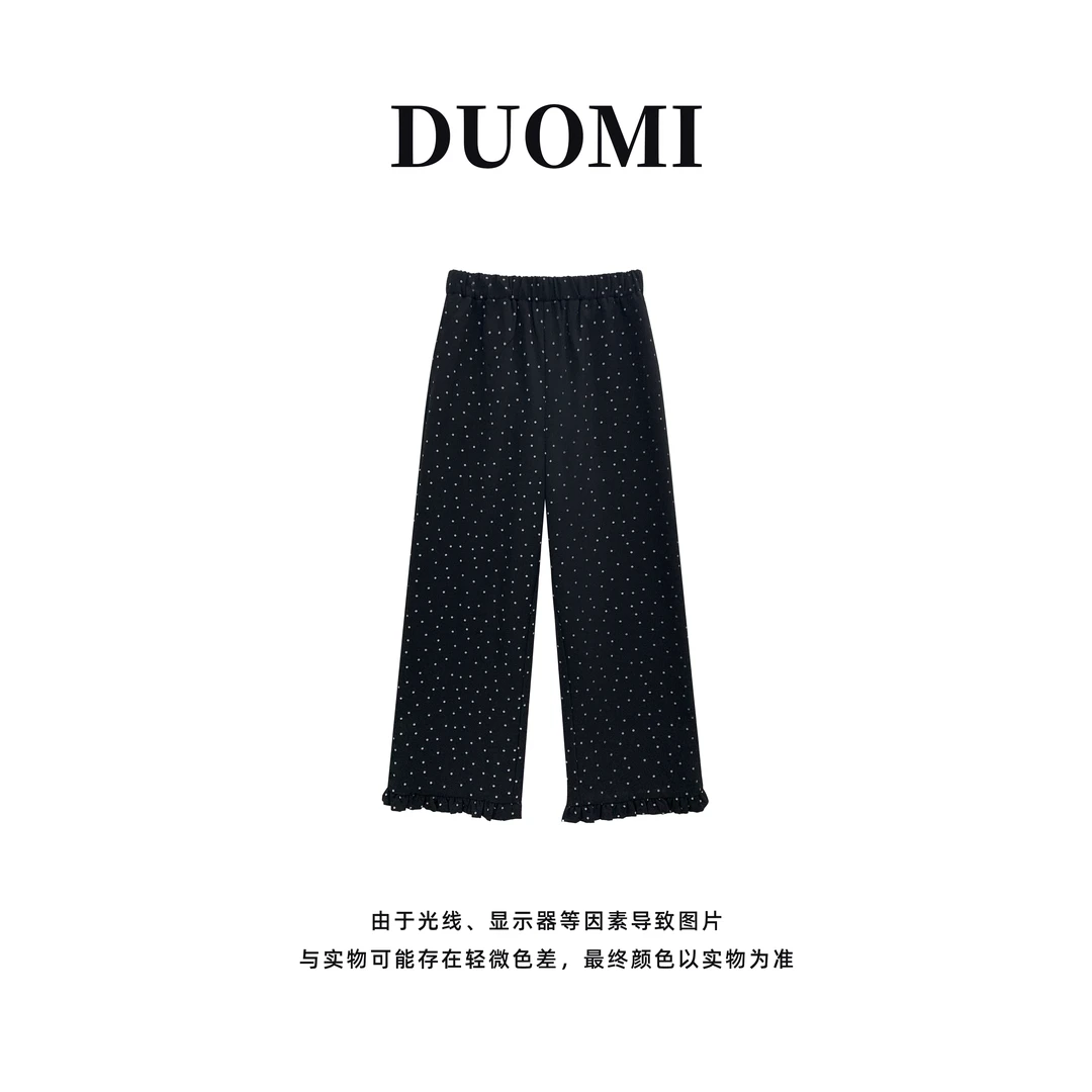 【DUOMI】春季新款女装百搭时尚小众风格设计感波点长裤女裤Q60296