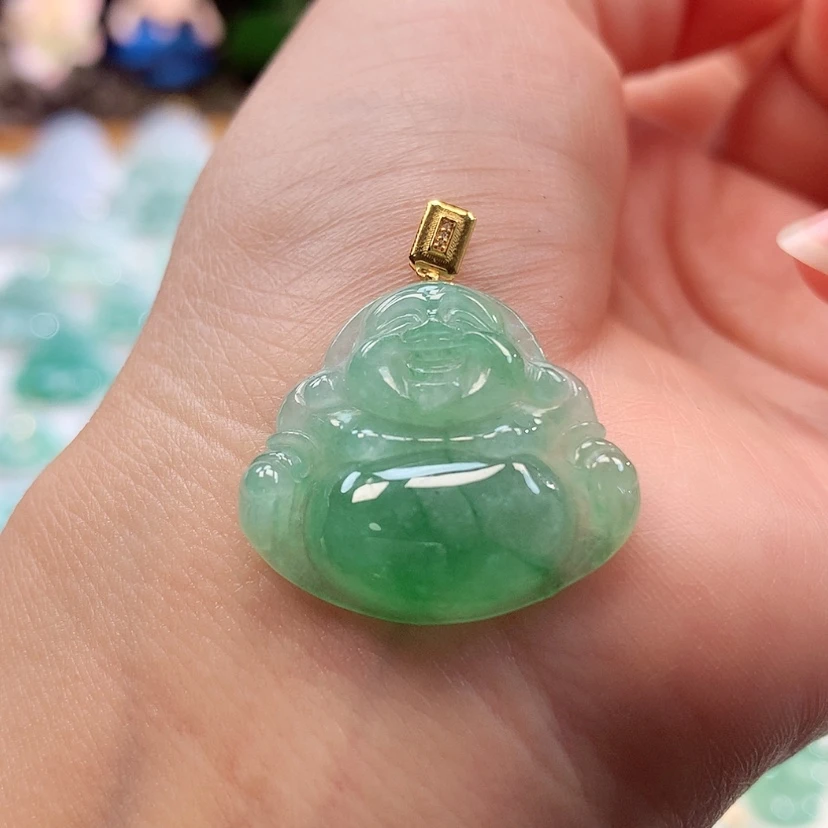 【闪购商品】翡翠18K金镶嵌吊坠(赠链)