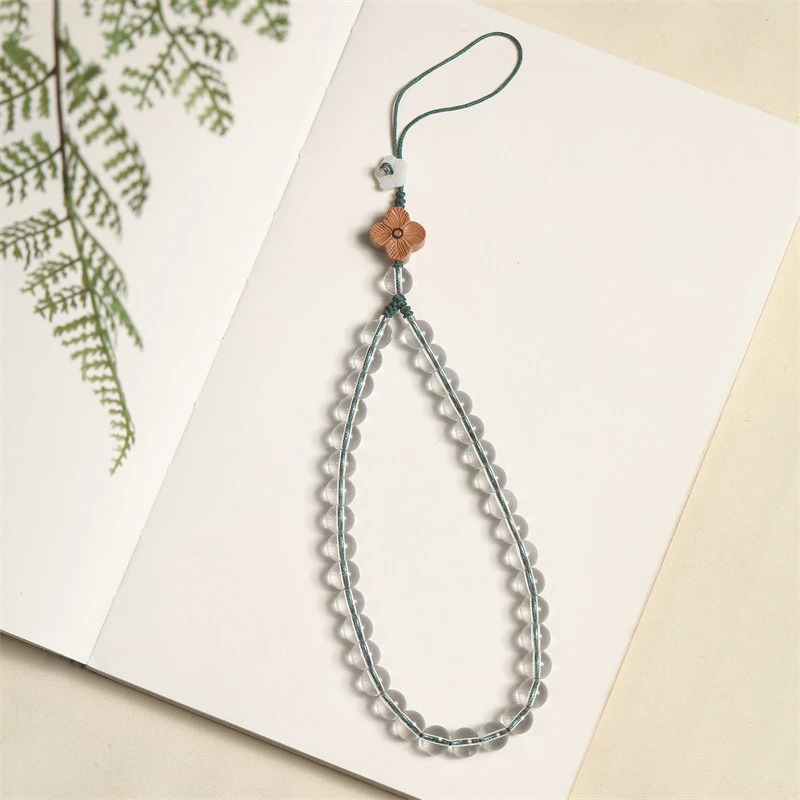 天然白手机链原创女文艺清新中国风精致手机绳挂件U盘防丢手腕款